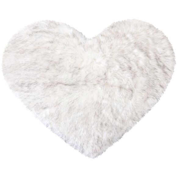 Heart Shaped Faux Fur Throw Rug Bedroom Fluffy Floor Mat White&Black 2.3ftx3ft - Picture 1 of 6